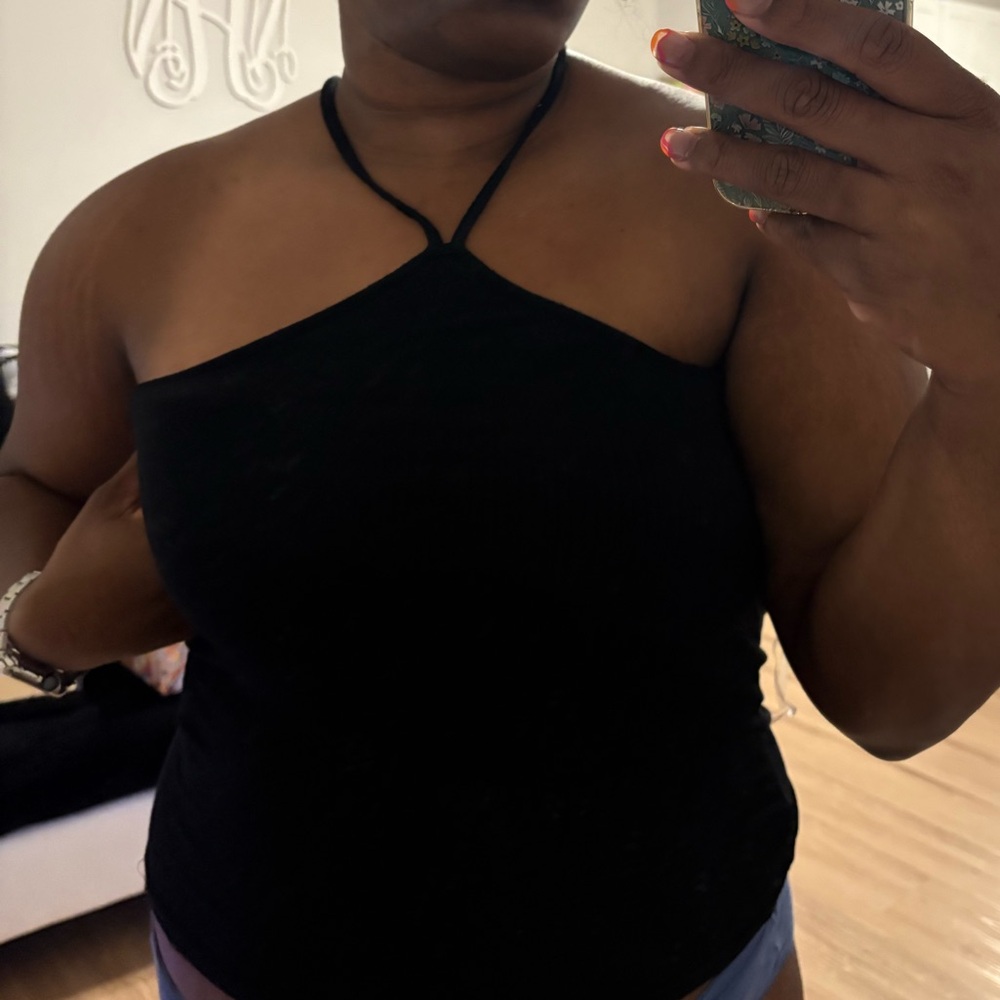 Rue 21 Ribbed Black Halter Neck Women's Top